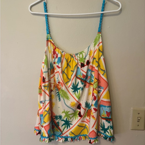 Kohl's Yellow and Pink Asymmetrical Camisole - Picture 1 of 5